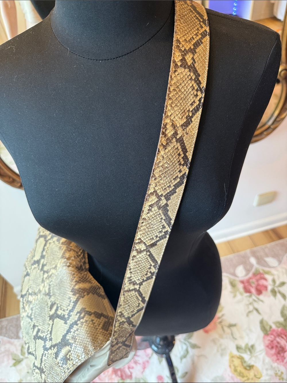 Prada Beige Nylon Tote with Snakeskin Accents - Picture 4 of 11